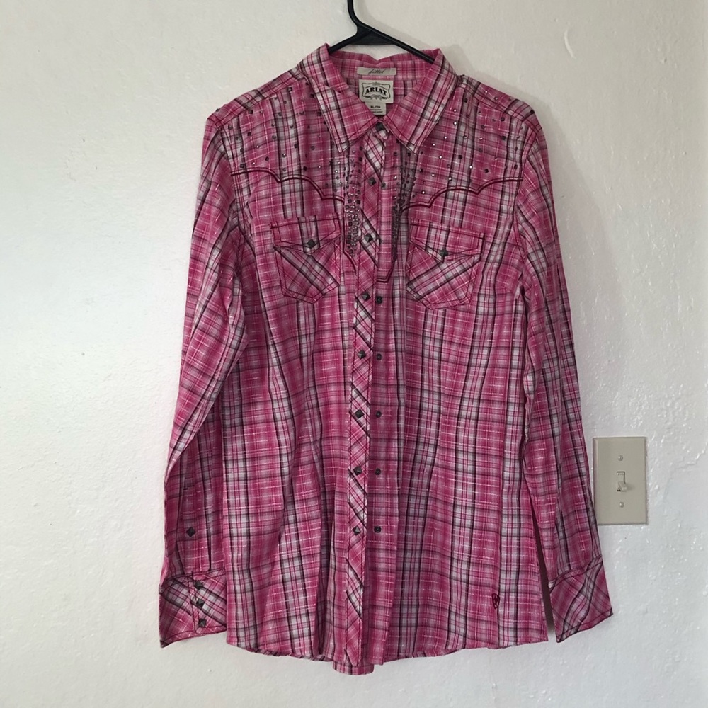 Ariat fitted plaid shirt with stone detailing